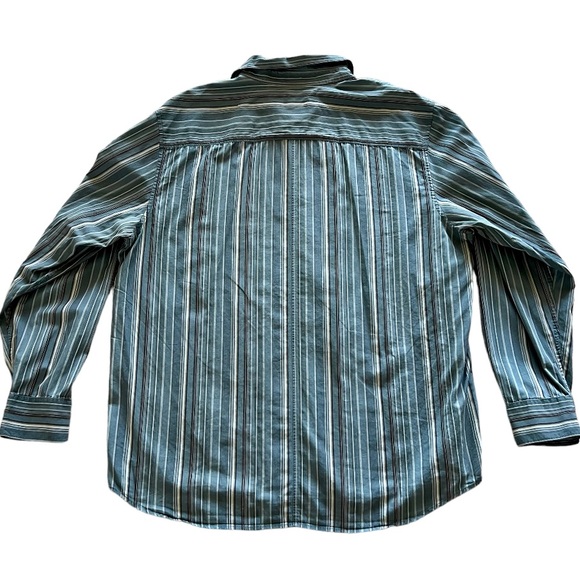 Calvin Klein Mens Button Up Dress Shirt Striped Blue Multi - Picture 2 of 3